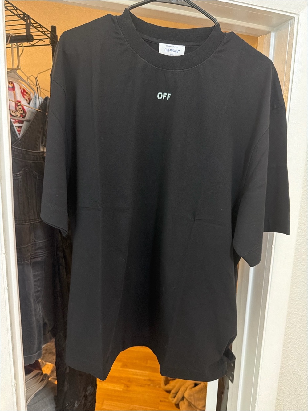 Off-White Black Tee with Small White 'OFF' Chest Logo